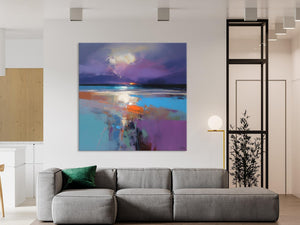 Original Abstract Art, Hand Painted Canvas Art, Landscape Canvas Art, Sunrise Landscape Acrylic Art, Large Abstract Painting for Living Room-ArtWorkCrafts.com