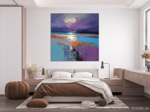 Original Abstract Art, Hand Painted Canvas Art, Landscape Canvas Art, Sunrise Landscape Acrylic Art, Large Abstract Painting for Living Room-ArtWorkCrafts.com