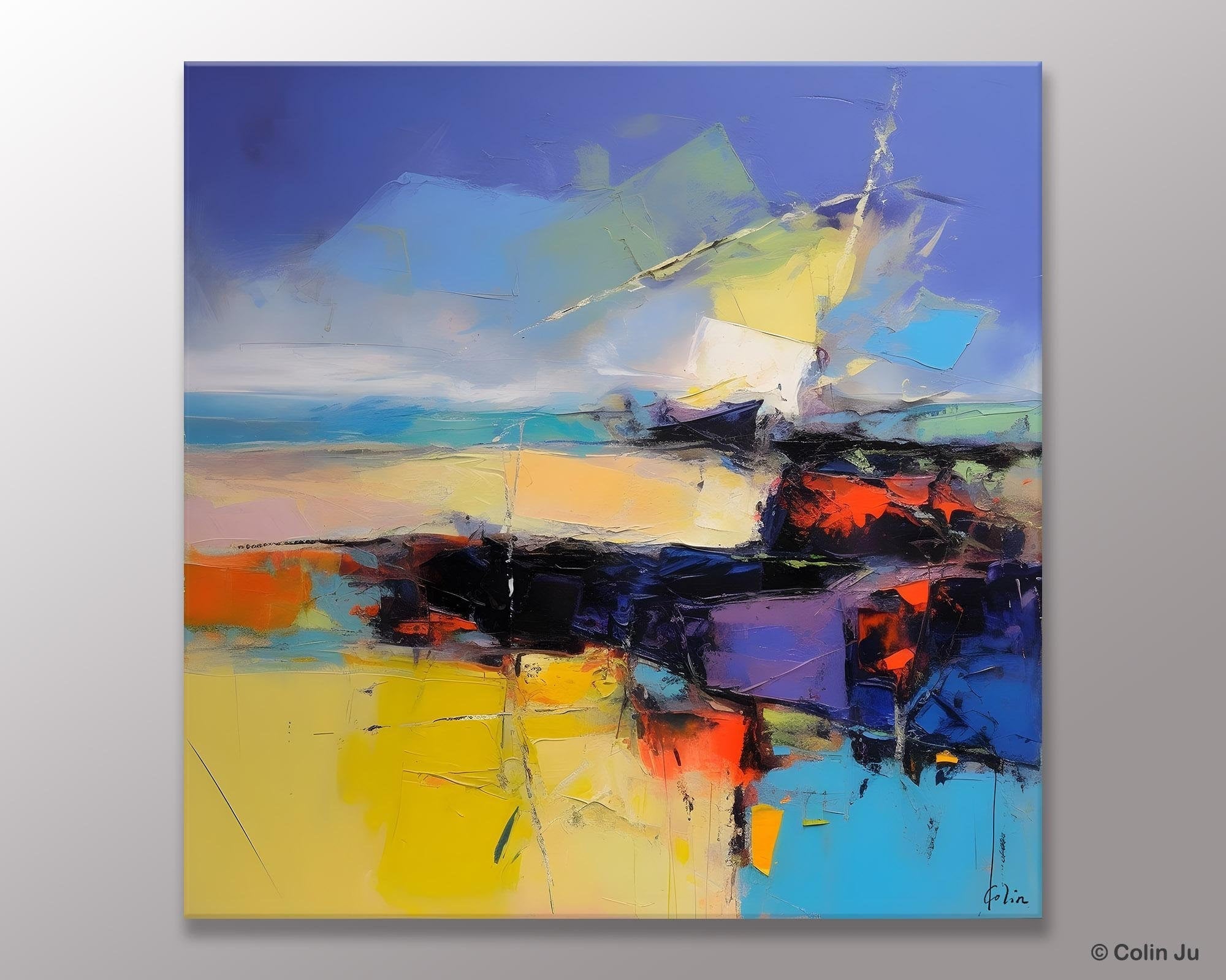 Modern Acrylic Artwork, Buy Art Paintings Online, Contemporary Canvas Art, Original Modern Paintings, Large Abstract Painting for Bedroom-ArtWorkCrafts.com