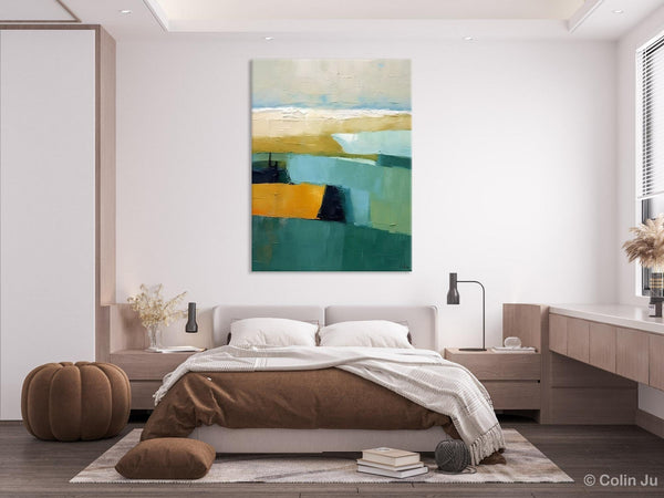 Large Geometric Abstract Painting, Landscape Canvas Paintings for Bedroom, Acrylic Painting on Canvas, Original Landscape Abstract Painting-ArtWorkCrafts.com