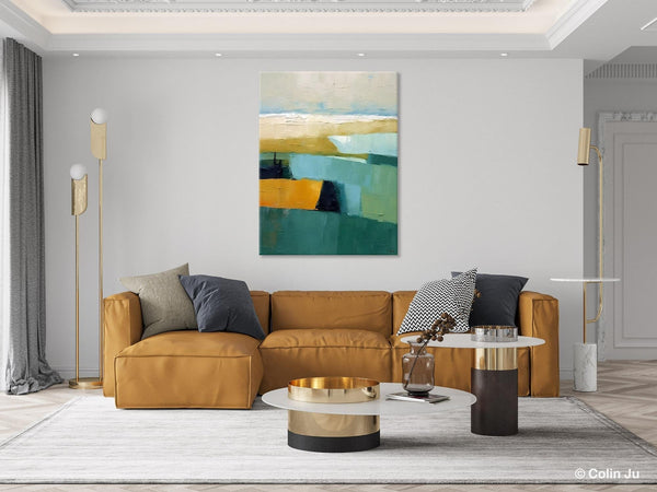 Large Geometric Abstract Painting, Landscape Canvas Paintings for Bedroom, Acrylic Painting on Canvas, Original Landscape Abstract Painting-ArtWorkCrafts.com