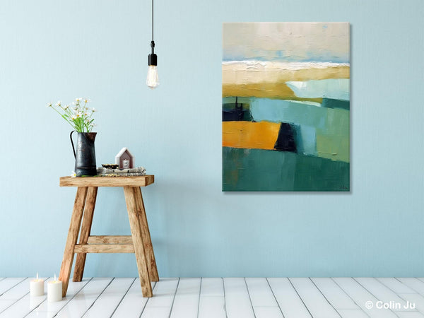 Large Geometric Abstract Painting, Landscape Canvas Paintings for Bedroom, Acrylic Painting on Canvas, Original Landscape Abstract Painting-ArtWorkCrafts.com