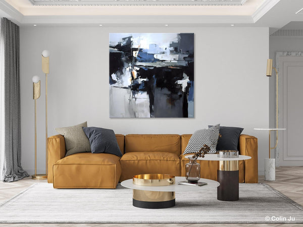 Original Modern Wall Art on Canvas, Black Contemporary Canvas Art, Modern Acrylic Artwork for Sale, Large Abstract Painting for Bedroom-ArtWorkCrafts.com