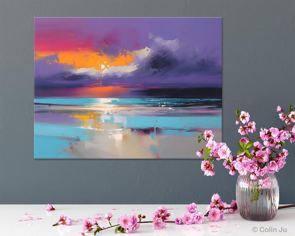 Abstract Landscape Paintings, Modern Abstract Wall Art, Extra Large Canvas Painting for Dining Room, Original Canvas Wall Art Paintings-ArtWorkCrafts.com