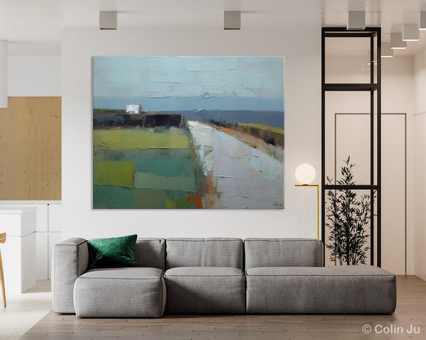 Heavy Texture Canvas Art, Abstract Landscape Paintings, Extra Large Canvas Painting for Living Room, Large Original Abstract Wall Art-ArtWorkCrafts.com