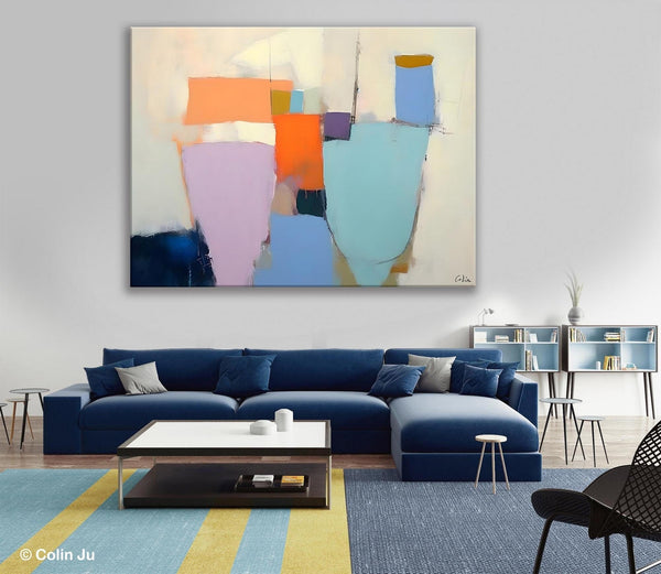 Simple Wall Painting Ideas for Living Room, Extra Large Painting on Canvas, Contemporary Acrylic Art, Original Abstract Wall Art Paintings-ArtWorkCrafts.com