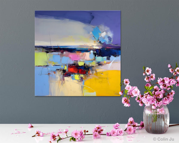 Landscape Abstract Paintings, Original Canvas Wall Art Paintings, Modern Canvas Painting for Dining Room, Acrylic Painting on Canvas-ArtWorkCrafts.com