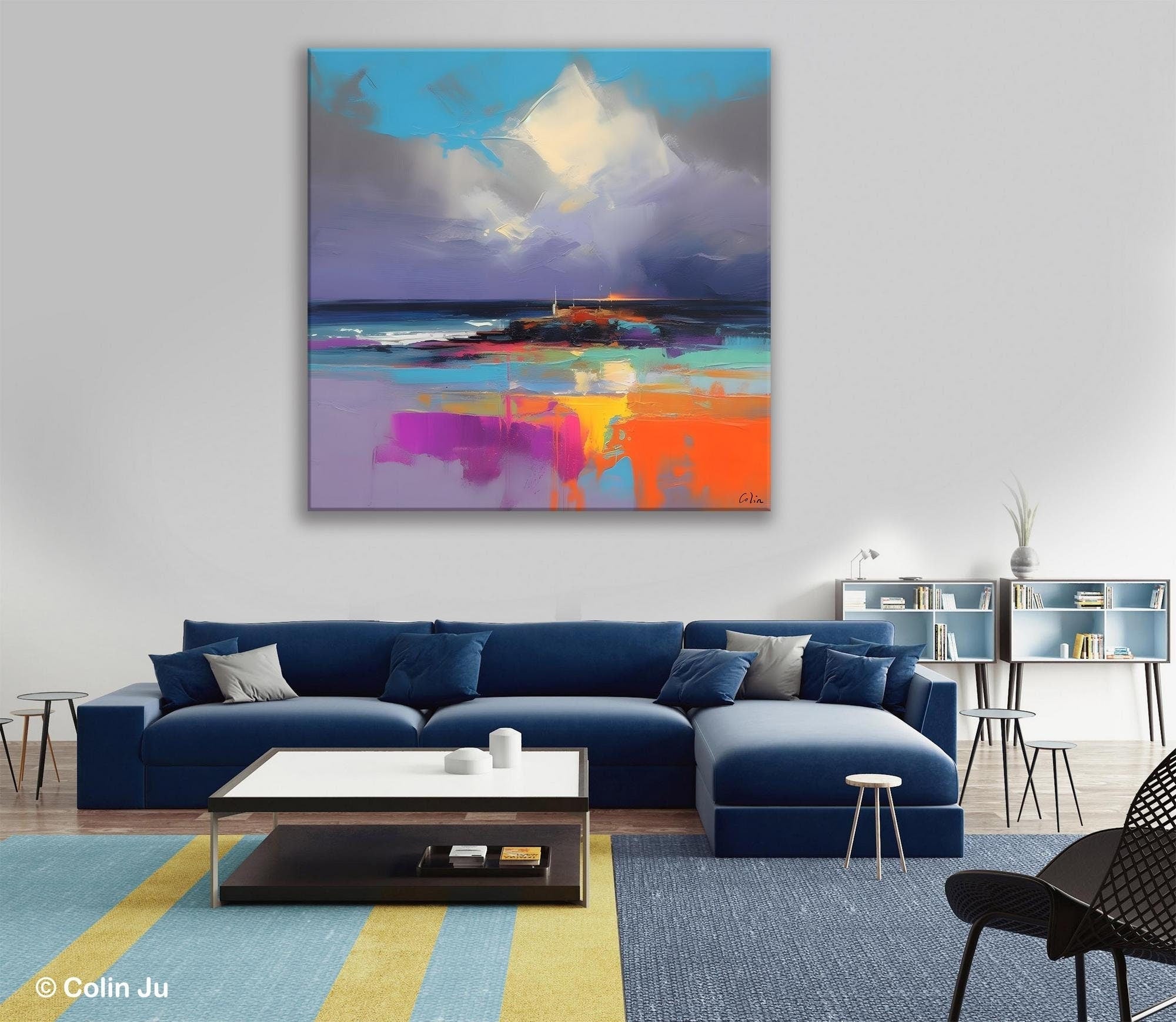 Landscape Canvas Paintings, Modern Canvas Wall Art Paintings, Original Canvas Painting for Living Room, Acrylic Painting on Canvas-ArtWorkCrafts.com