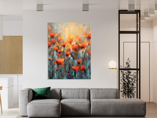 Flower Abstract Painting, Heavy Texture Wall Art, Acrylic Painting on Canvas, Canvas Painting Ideas for Dining Room, Original Abstract Art-ArtWorkCrafts.com