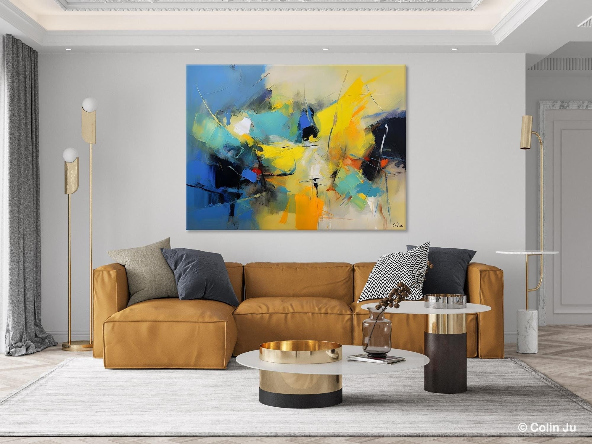 Hand Painted Canvas Art, Contemporary Acrylic Art, Oversized Canvas Paintings, Original Abstract Art, Huge Wall Art Ideas for Living Room-ArtWorkCrafts.com