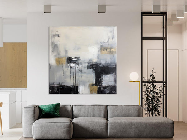 Modern Acrylic Artwork, Contemporary Canvas Artwork, Original Modern Wall Art, Black Canvas Paintings, Large Abstract Painting for Bedroom-ArtWorkCrafts.com