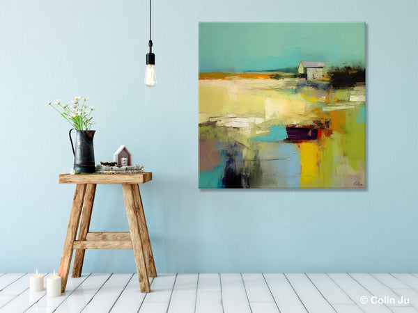 Landscape Canvas Paintings, Original Landscape Paintings, Abstract Wall Art Painting for Living Room, Oversized Acrylic Painting on Canvas-ArtWorkCrafts.com