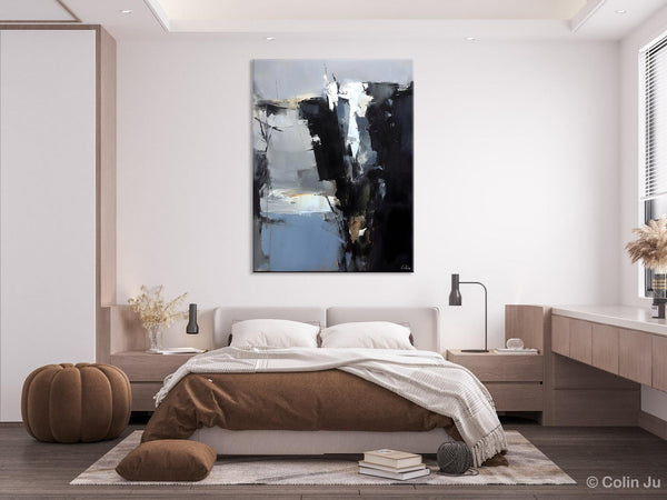Extra Large Paintings for Bedroom, Black Contemporary Wall Art, Abstract Wall Paintings, Hand Painted Canvas Art, Original Modern Painting-ArtWorkCrafts.com