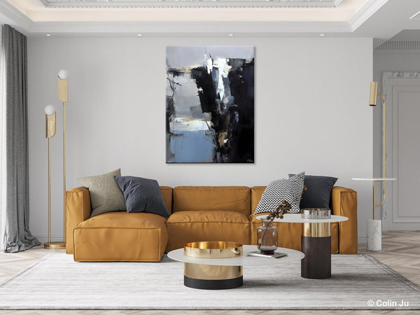 Extra Large Paintings for Bedroom, Black Contemporary Wall Art, Abstract Wall Paintings, Hand Painted Canvas Art, Original Modern Painting-ArtWorkCrafts.com