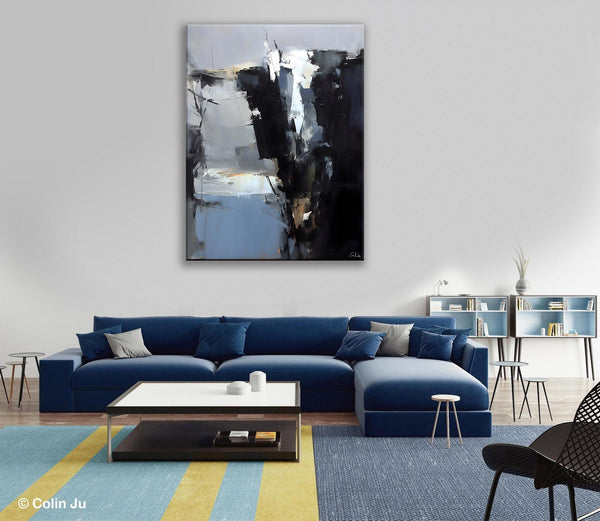 Extra Large Paintings for Bedroom, Black Contemporary Wall Art, Abstract Wall Paintings, Hand Painted Canvas Art, Original Modern Painting-ArtWorkCrafts.com
