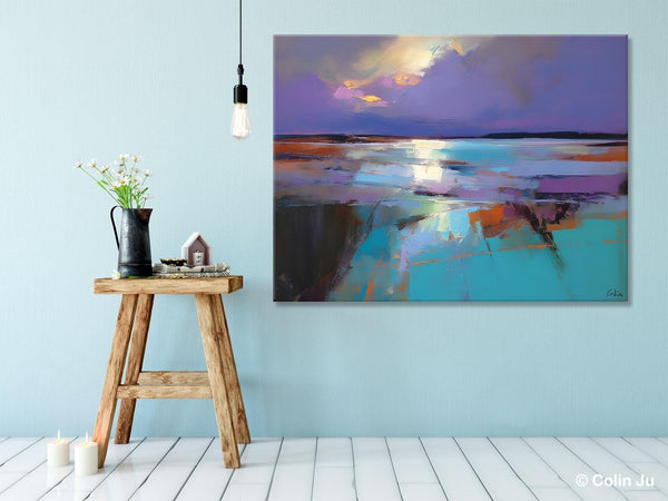 Abstract Landscape Painting on Canvas, Large Paintings for Bedroom, Oversized Contemporary Wall Art Paintings, Extra Large Original Artwork-ArtWorkCrafts.com
