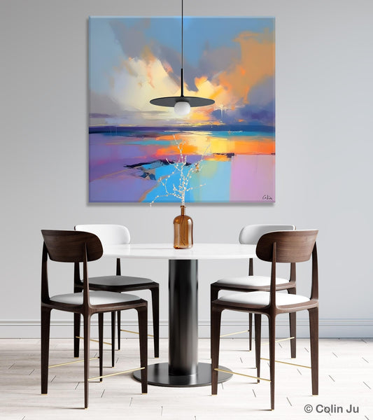 Sunrise Landscape Acrylic Art, Landscape Canvas Art, Original Abstract Art, Hand Painted Canvas Art, Large Abstract Painting for Living Room-ArtWorkCrafts.com