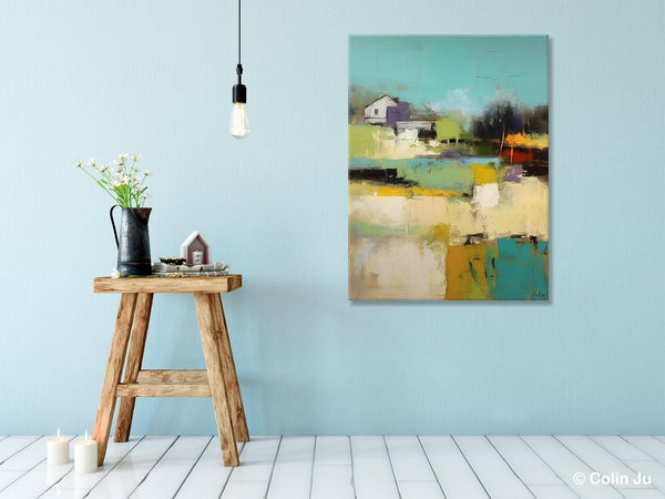 Landscape Canvas Paintings for Dining Room, Extra Large Modern Wall Art, Acrylic Painting on Canvas, Original Landscape Abstract Painting-ArtWorkCrafts.com