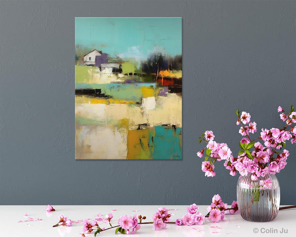 Landscape Canvas Paintings for Dining Room, Extra Large Modern Wall Art, Acrylic Painting on Canvas, Original Landscape Abstract Painting-ArtWorkCrafts.com