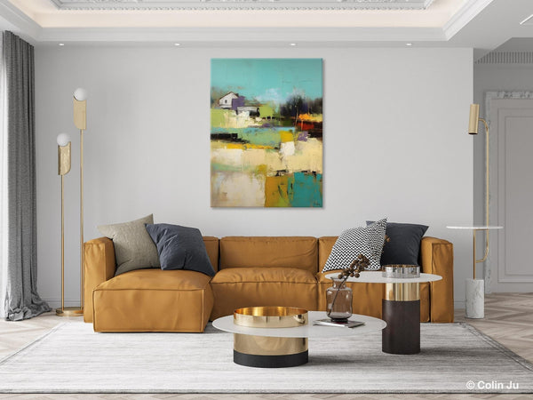 Landscape Canvas Paintings for Dining Room, Extra Large Modern Wall Art, Acrylic Painting on Canvas, Original Landscape Abstract Painting-ArtWorkCrafts.com