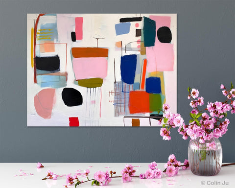 Contemporary Acrylic Painting on Canvas, Original Canvas Art, Large Wall Art Painting for Bedroom, Oversized Modern Abstract Wall Paintings-ArtWorkCrafts.com