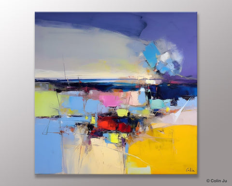 Modern Canvas Art Paintings, Palette Knife Abstract Painting, Original Modern Acrylic Artwork, Large Abstract Paintings for Dining Room-ArtWorkCrafts.com