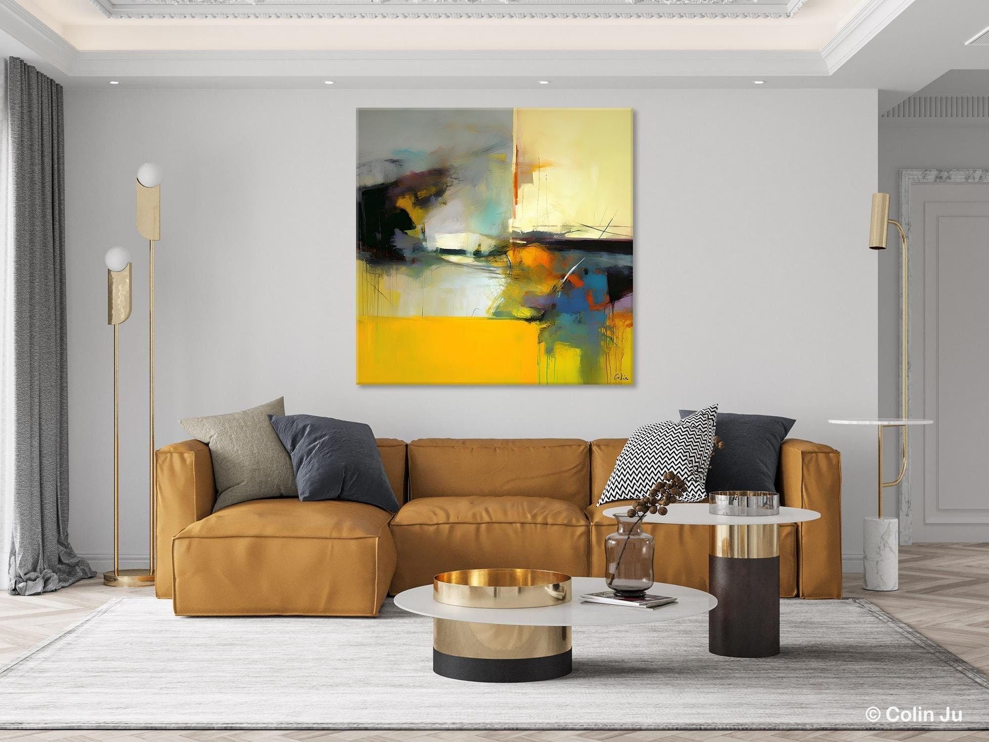 Simple Modern Acrylic Artwork, Modern Canvas Paintings, Large Abstract Art for Bedroom, Original Abstract Wall Art, Contemporary Canvas Art-ArtWorkCrafts.com