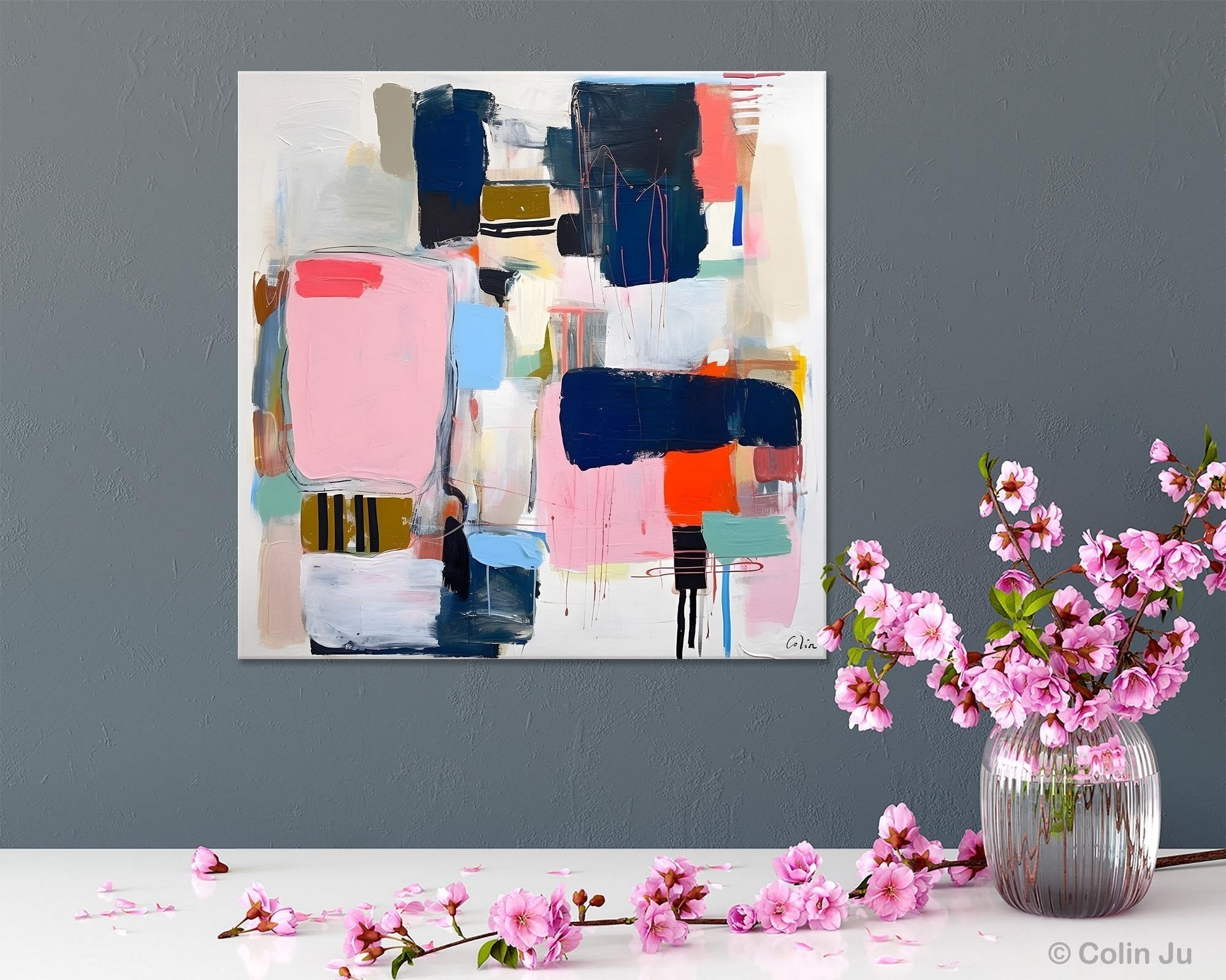 Modern Original Abstract Wall Art, Contemporary Canvas Art, Canvas Paintings, Large Abstract Art for Bedroom, Simple Modern Acrylic Artwork-ArtWorkCrafts.com
