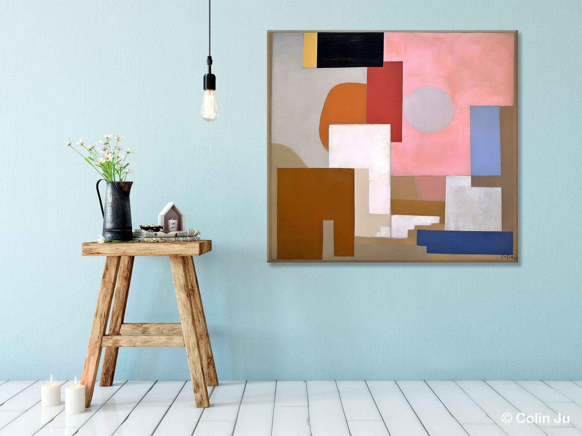 Extra Large Canvas Paintings for Living Room, Original Modern Abstract Artwork, Geometric Modern Canvas Art, Abstract Wall Art for Sale-ArtWorkCrafts.com