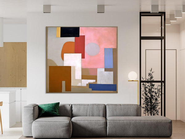 Extra Large Canvas Paintings for Living Room, Original Modern Abstract Artwork, Geometric Modern Canvas Art, Abstract Wall Art for Sale-ArtWorkCrafts.com