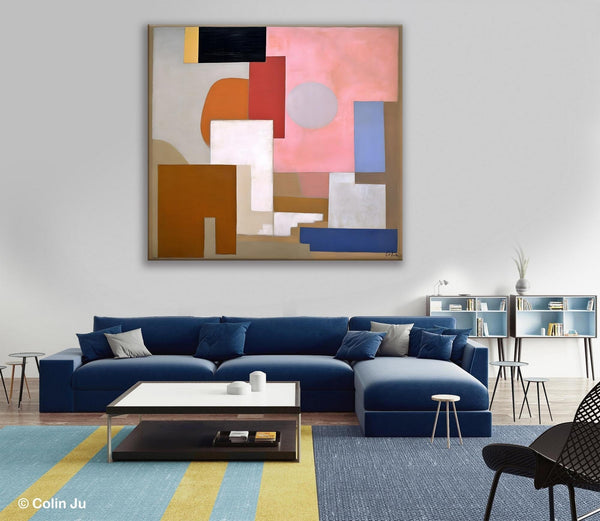 Extra Large Canvas Paintings for Living Room, Original Modern Abstract Artwork, Geometric Modern Canvas Art, Abstract Wall Art for Sale-ArtWorkCrafts.com