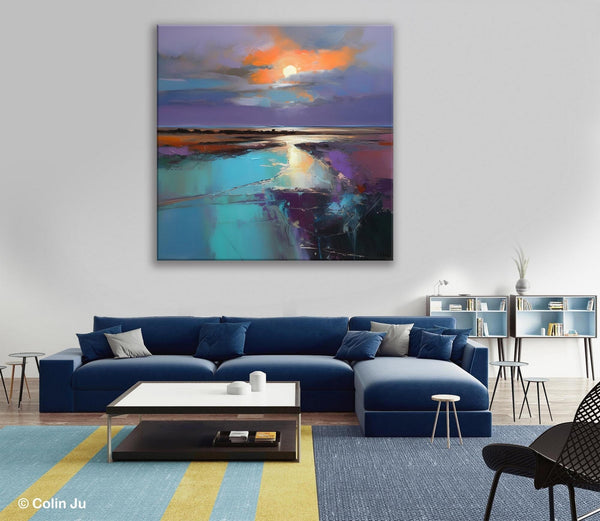 Landscape Acrylic Art, Original Abstract Art, Landscape Canvas Paintings, Hand Painted Canvas Art, Large Landscape Paintings for Living Room-ArtWorkCrafts.com