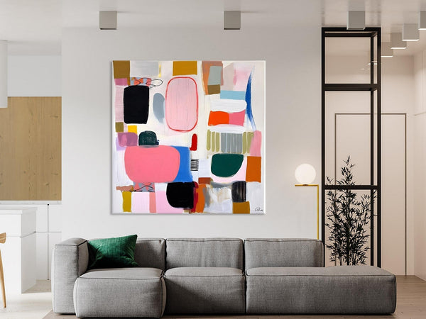 Geometric Modern Acrylic Art, Modern Original Abstract Art, Large Wall Art for Bedroom, Canvas Paintings for Sale, Contemporary Canvas Art-ArtWorkCrafts.com