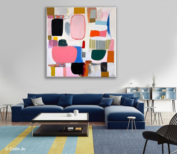 Geometric Modern Acrylic Art, Modern Original Abstract Art, Large Wall Art for Bedroom, Canvas Paintings for Sale, Contemporary Canvas Art-ArtWorkCrafts.com