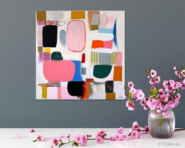 Geometric Modern Acrylic Art, Modern Original Abstract Art, Large Wall Art for Bedroom, Canvas Paintings for Sale, Contemporary Canvas Art-ArtWorkCrafts.com