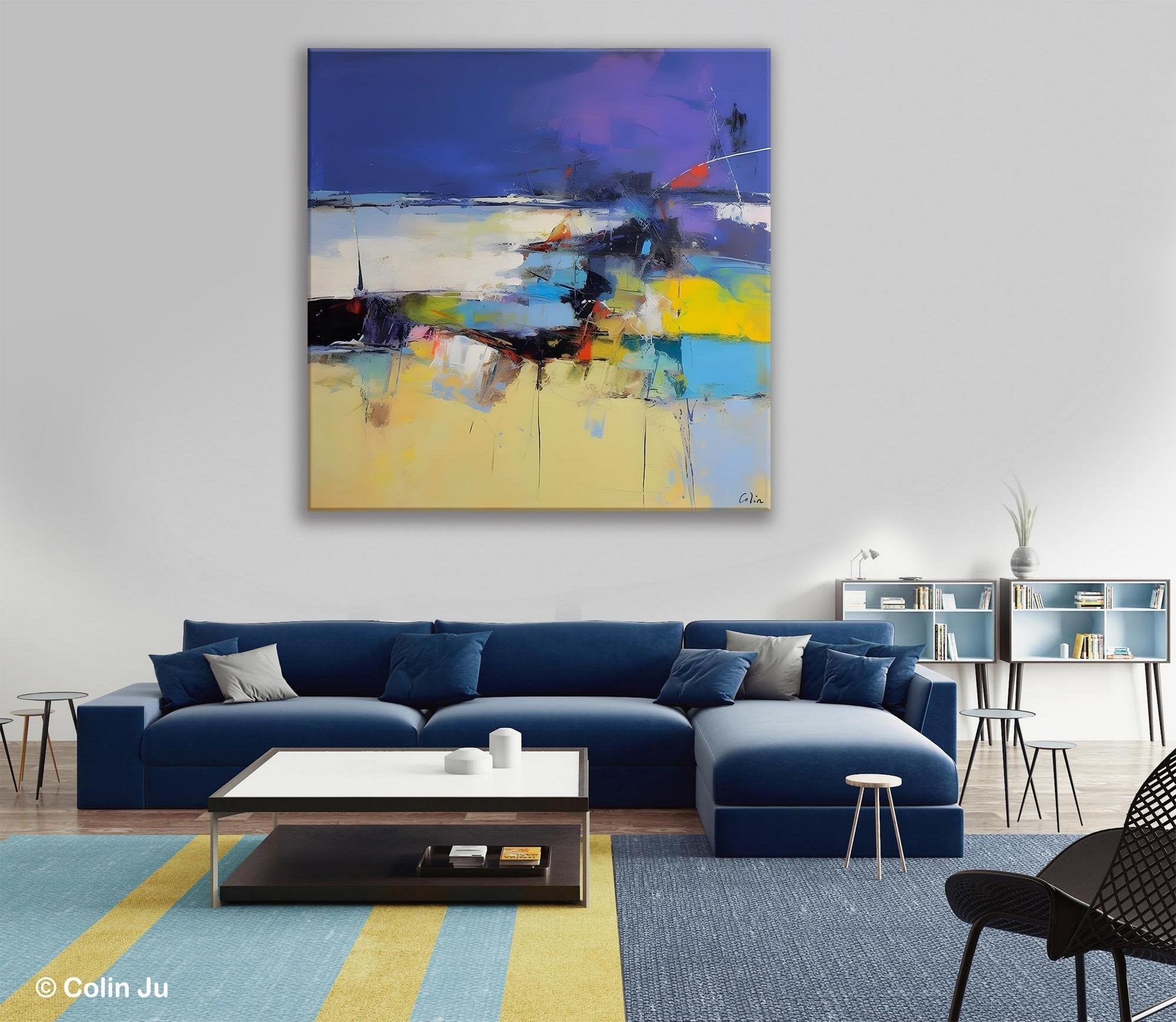 Original Modern Abstract Artwork, Geometric Modern Canvas Art, Extra Large Canvas Paintings for Living Room, Abstract Wall Art for Sale-ArtWorkCrafts.com