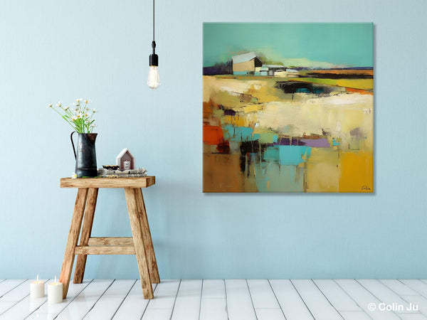 Large Landscape Canvas Paintings, Hand Painted Canvas Art, Landscape Acrylic Art, Original Abstract Art, Landscape Paintings for Living Room-ArtWorkCrafts.com