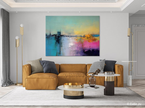 Hand Painted Original Canvas Wall Art, Abstract Landscape Paintings for Bedroom, Modern Landscape Artwork, Contemporary Acrylic Paintings-ArtWorkCrafts.com
