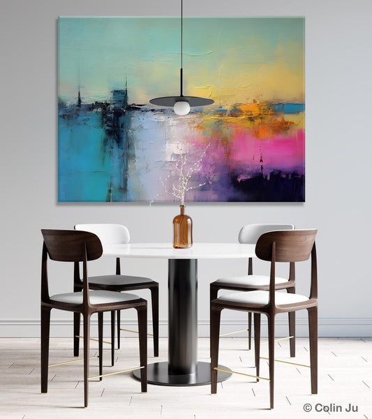 Hand Painted Original Canvas Wall Art, Abstract Landscape Paintings for Bedroom, Modern Landscape Artwork, Contemporary Acrylic Paintings-ArtWorkCrafts.com