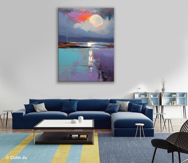 Abstract Landscape Painting for Bedroom, Oversized Canvas Wall Art Paintings, Original Modern Artwork, Contemporary Acrylic Art on Canvas-ArtWorkCrafts.com