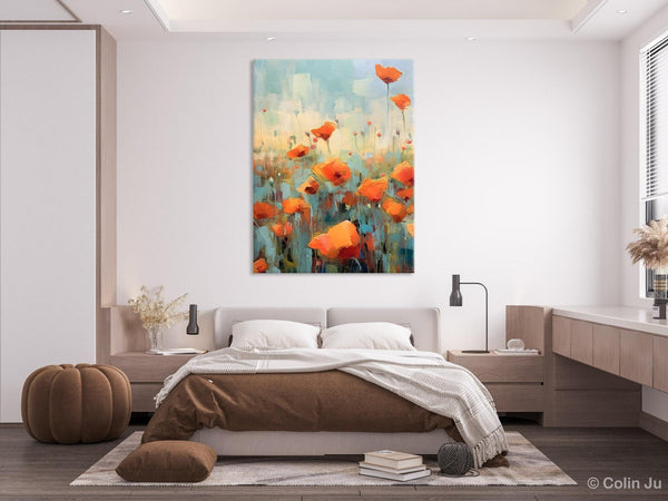 Flower Canvas Paintings, Flower Field Painting, Large Original Landscape Painting for Bedroom, Acrylic Paintings on Canvas, Hand Painted Art-ArtWorkCrafts.com