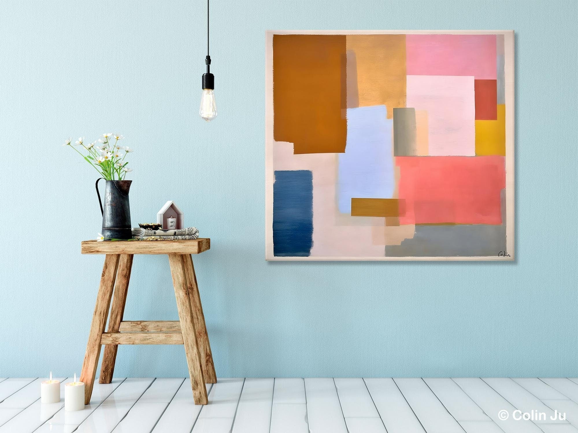 Original Abstract Art, Canvas Paintings for Sale, Large Modern Wall Art for Bedroom, Geometric Modern Acrylic Art, Contemporary Canvas Art-ArtWorkCrafts.com