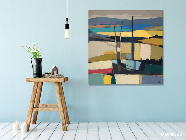 Landscape Canvas Art, Original Abstract Art, Hand Painted Canvas Art, Abstract Landscape Painting, Large Abstract Painting for Living Room-ArtWorkCrafts.com