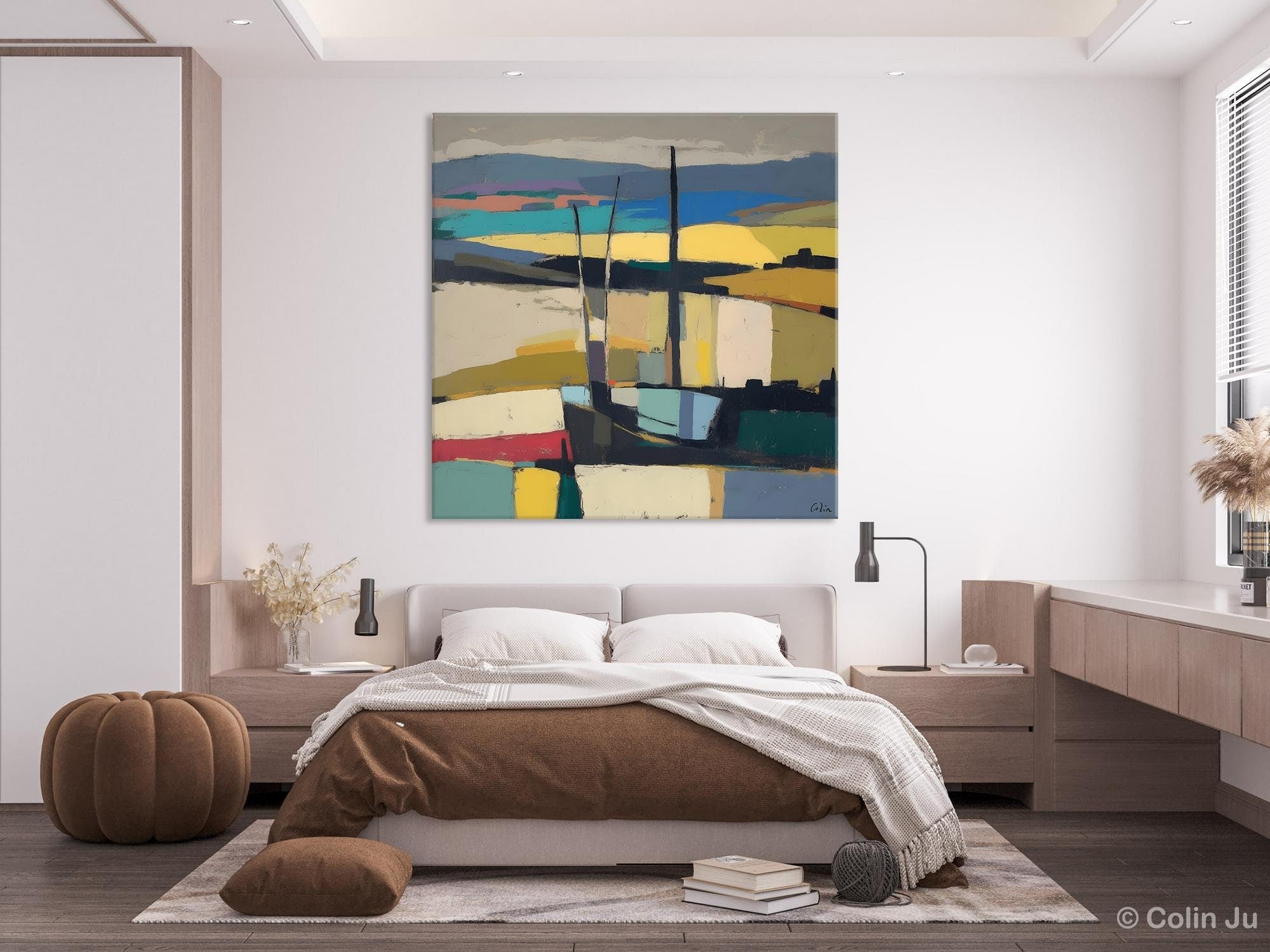 Landscape Canvas Art, Original Abstract Art, Hand Painted Canvas Art, Abstract Landscape Painting, Large Abstract Painting for Living Room-ArtWorkCrafts.com