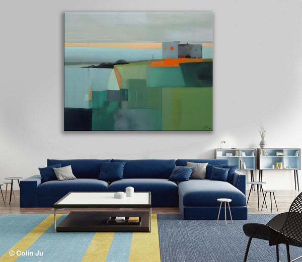 Large Original Canvas Wall Art, Contemporary Landscape Paintings, Extra Large Acrylic Painting for Dining Room, Abstract Painting on Canvas-ArtWorkCrafts.com