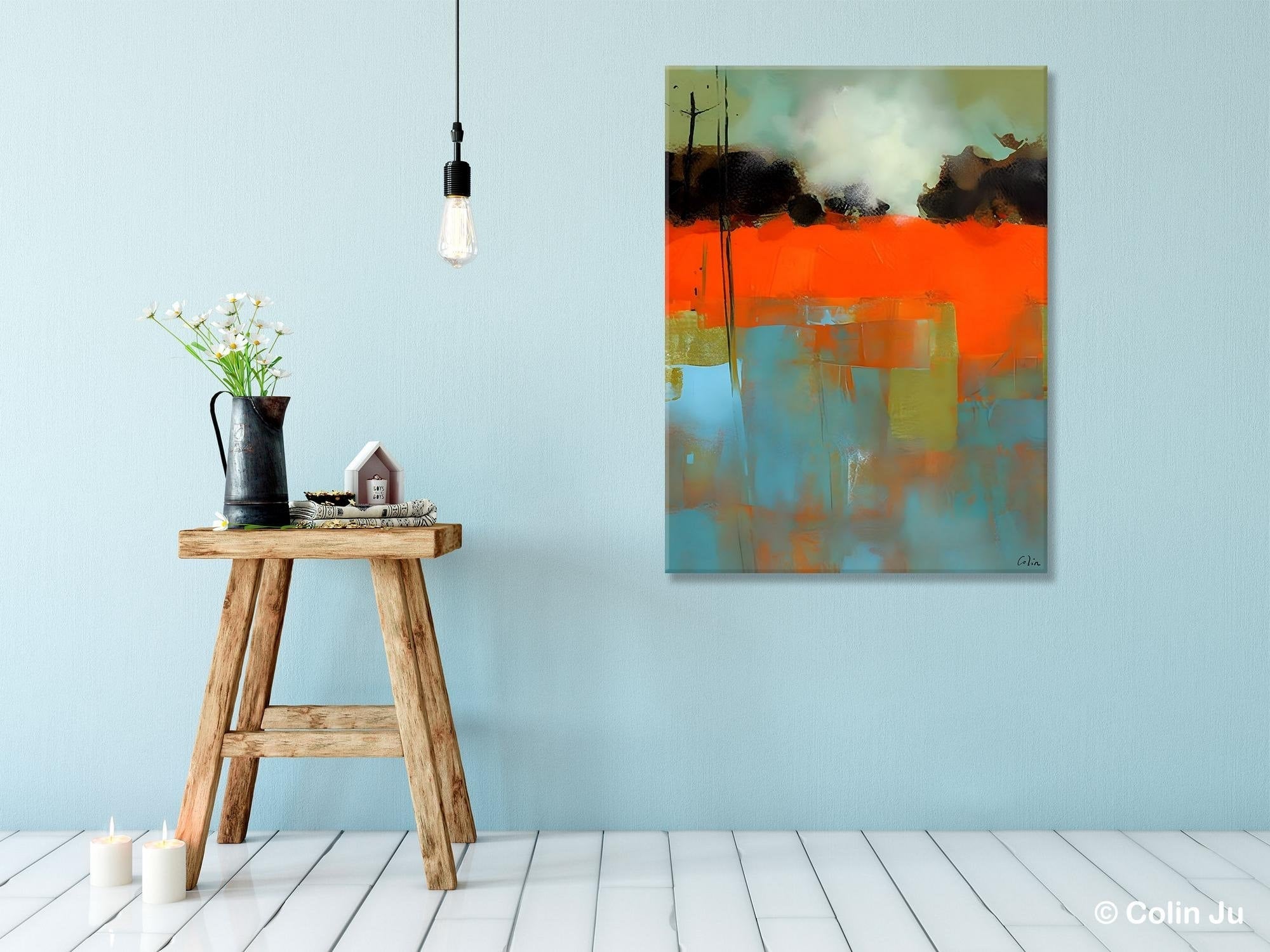 Landscape Canvas Art, Simple Modern Wall Art, Contemporary Acrylic Paintings, Original Abstract Paintings, Large Canvas Painting for Bedroom-ArtWorkCrafts.com