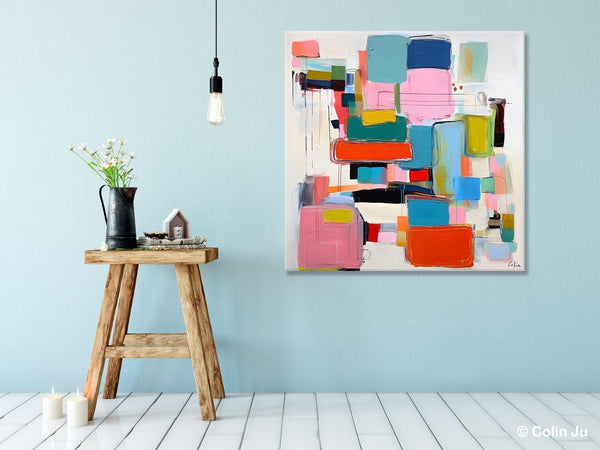 Original Abstract Wall Art, Geometric Modern Acrylic Art, Large Abstract Art for Bedroom, Modern Canvas Paintings, Contemporary Canvas Art-ArtWorkCrafts.com