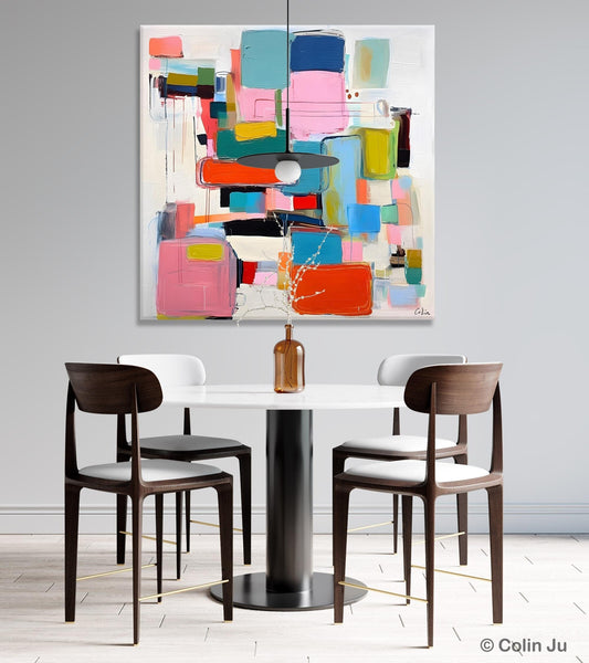 Original Abstract Wall Art, Geometric Modern Acrylic Art, Large Abstract Art for Bedroom, Modern Canvas Paintings, Contemporary Canvas Art-ArtWorkCrafts.com