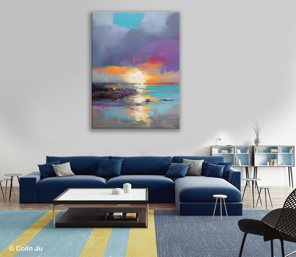 Landscape Paintings for Living Room, Extra Large Modern Wall Art Paintings, Acrylic Painting on Canvas, Original Landscape Abstract Painting-ArtWorkCrafts.com