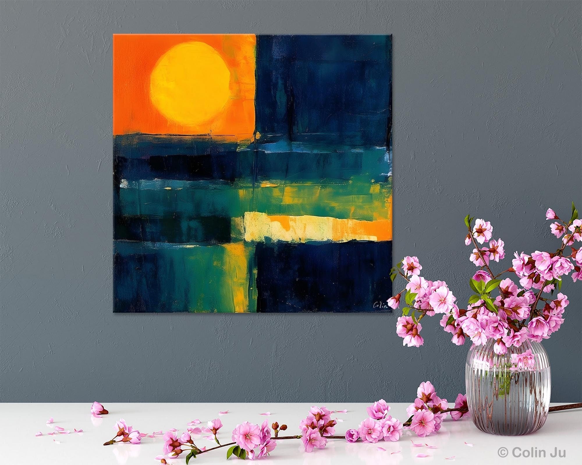 Large Abstract Painting for Dining Room, Modern Acrylic Artwork, Simple Canvas Paintings, Contemporary Canvas Art, Original Modern Wall Art-ArtWorkCrafts.com